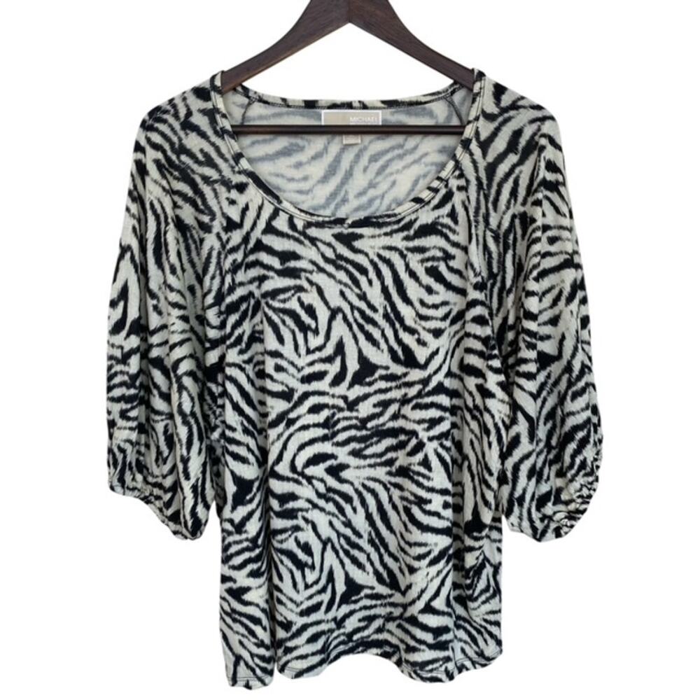 Michael Kors Black and White Zebra Print Blouse - XL